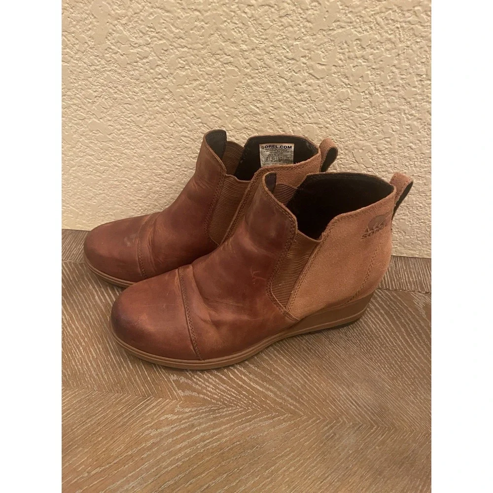 Sorel Evie II Chelsea Womens Boots‎ Size 7.5 Brown Leather